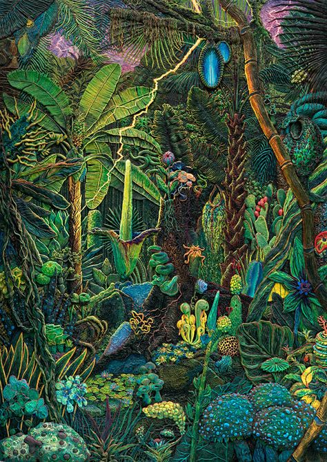 Neon Plasticine Paintings Are a Wild Welcome to the Jungle - VICE Henry Hudson, Jungle Painting, Jungle Flowers, Jungle Art, Psy Art, Sun City, Forest Painting, Welcome To The Jungle, Tropical Art