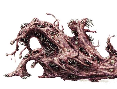 Gibbering Mouther - monster made of a mound of flesh full of eyes and mouths Gibbering Mouther, Creature Fantasy, Boston Art, Darkest Dungeon, D D Monsters, Eldritch Horror, Cthulhu Mythos, Dnd Monsters, Cosmic Horror