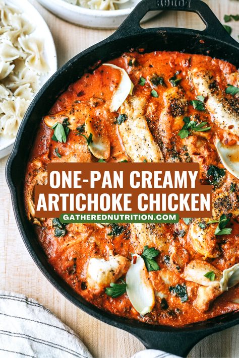 Chicken Artichoke Tomato Recipes, Artichoke Tomato Chicken, Creamy Artichoke Chicken, Chicken Artichoke Recipes, Spinach And Artichoke Chicken, Artichoke Heart Recipes, Chicken Artichoke, Fall Meals, One Pan Meal