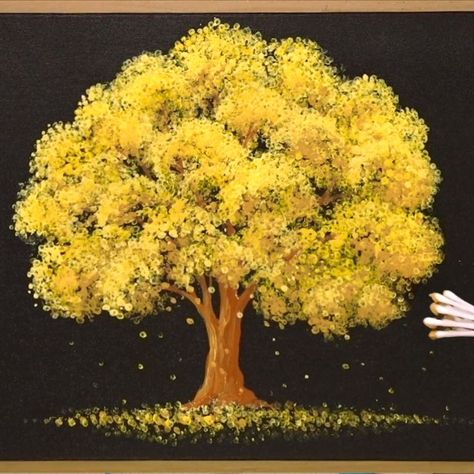 How To Paint Acrylic Trees, Textured Tree Painting, Simple Art Painting, Tree Canvas Paintings, Simple Tree Painting, Tree Acrylic Painting, Tree Oil Painting, Easy Tree Painting, Acrylic Tree Painting