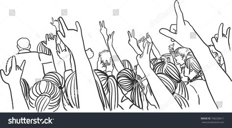 Vector art drawing of Concert Crowd Silhouette on white background #Ad , #Ad, #drawing#Concert#Vector#art Concert Drawing Sketch, Concert Drawing Illustration, Crowd Drawing Reference, Concert Drawing, Crowd Silhouette, Concert Sketch, Crowd Drawing, Ad Drawing, Concert Crowd