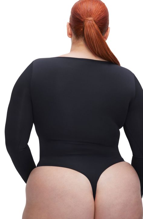 Love to layer in this stretchy scoop-neck bodysuit that's ideal for every body. Scoop neck Long sleeves Partially lined 80% nylon, 20% spandex Machine wash, tumble dry Imported Black Owned/Founded Scoop Neck Bodysuit, Seductive Clothes, Faux Leather Pants, Good American, Black Bodysuit, Scoop Neckline, Scoop Neck, Nordstrom, Long Sleeves