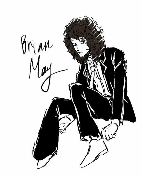 Brian May Cartoon Queen Drawing, Queen Brian May, Queen Fanart, Queen Drawing, Queen Bohemian Rhapsody, We Will Rock You, Queen Art, Queen Freddie Mercury, John Deacon