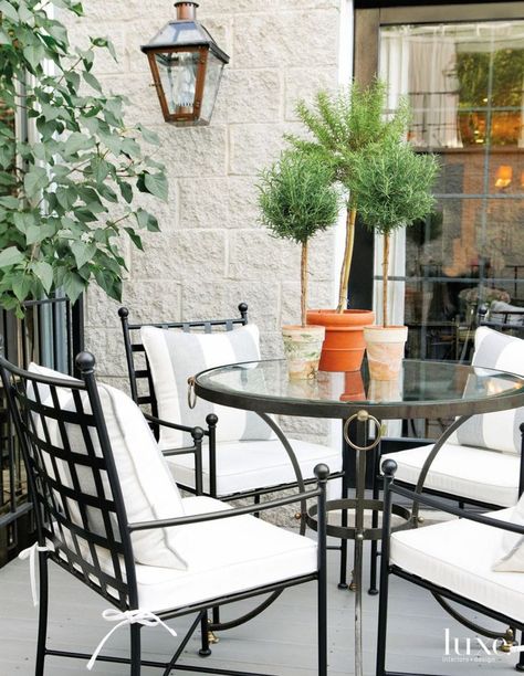 Outdoors || alilyloveaffair.com White Terrace, Restoration Hardware Furniture, Gracie Wallpaper, Antique Sideboard, Vintage Dining Chairs, Patio Interior, Luxe Interiors, The Terrace, Custom Sofa