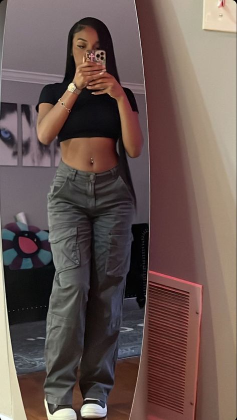 Gray Cargo Pants Outfit Black Women, Grad Party Fits Guest, Modest Cute Everyday Outfits, Berry Avenue Outfits Y2k, Fall Black Women Outfits, Cute Everyday Outfits Black Women, Calm Luh Fit For School, Fly Shi Only Outfits, Warm Day Outfit