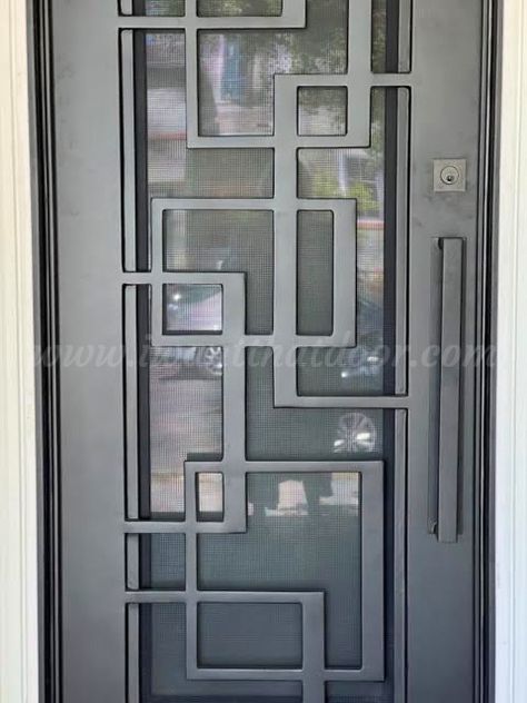 Unmatched Quality, Unbeatable Value - Over 1500 Iron Doors to Choose From. By installing a new iron door, we contributed to a modest expansion of their living room area. . .⁠ .⁠ 💡 About this design: Giza Single Entry Iron Door ⁠ ☎️ 877-205-9418⁠ 🌐 www.iwantthatdoor.com⁠ .⁠ .⁠ .⁠ #customdoorsign #iwantthatdoor #homeimprovement #door #doordecoration #homeimprovementhelp #homedecorationideas #irondoors #interiordesign #homedecorideas #homedecore Window Grill Ideas, Grill Window, House Entry Doors, Aluminium Door Design, Iron Window Grill, Modern Window Design, Grill Designs, Modern Window Grill, Wood Gates