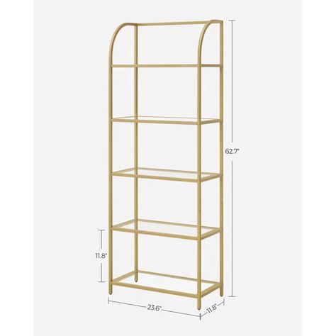 Willa Arlo Interiors Sheffield 62.6'' H x 23.62'' W Steel Etagere Bookcase & Reviews | Wayfair Gold Bookshelf, Steel Bookshelf, Bookshelf Display, Gold Shelves, Shelf Modern, Support Wall, Modern Bookcase, Etagere Bookcase, Modern Shelving