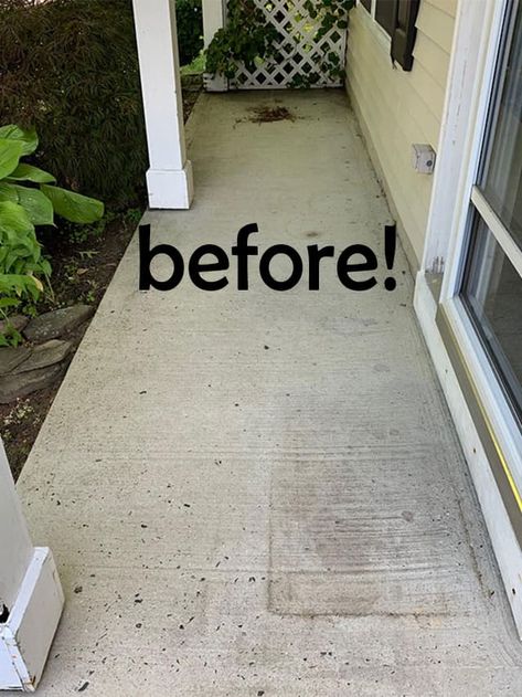 How to Paint A Porch Floor With Concrete Paint - The Honeycomb Home Painted Cement Patio, Best Concrete Paint, Painted Porch, Paint Concrete Patio, Concrete Patio Makeover, Painting Cement, Paint Concrete, Concrete Paint, Porch Paint