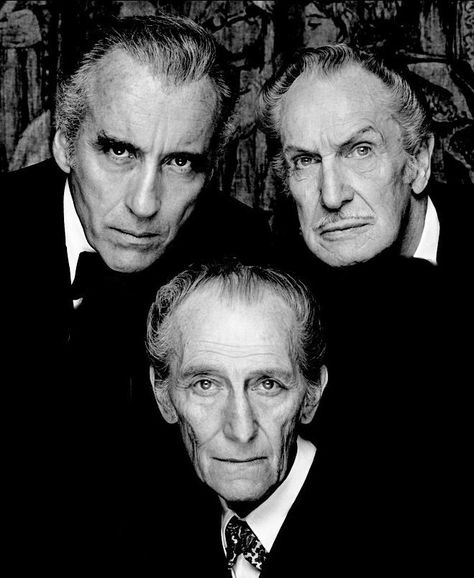 To celebrate the birthdays of these three horror icons, here’s a list of movies in which all three stars, Peter Cushing, Christopher Lee, and Vincent Price appeared together. Description from marruda3.wordpress.com. I searched for this on bing.com/images Klasik Hollywood, Stars D'hollywood, Peter Cushing, Christopher Lee, Septième Art, Vincent Price, I Love Cinema, Horror Icons, Classic Horror