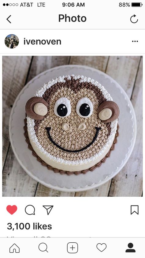 Monkey cake Monkey Birthday Cakes, Cake Monkey, Savory Cakes, Monkey Cake, Monkey Birthday, Animal Cakes, Animal Cake, Novelty Cakes, Savoury Cake