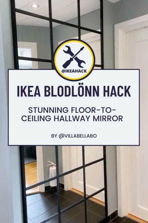 Blodlonn Ikea Mirror, Hallway Mirror, Diy Ikea Hacks, Functional Decor, Ikea Diy, Ikea Hack, Minimalist Design, Hallway, Ceiling