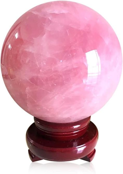 Amazon.com: Natural Pink Rose Quartz Magic Crystal Healing Ball Ornament Sphere + Base (5cm (2inch)) : Home & Kitchen Pink Rose Quartz Healing Crystals, Pink Aura Quartz, Rose Quartz Meditation, Sphere Crystal, Rose Quartz Sphere, Crystal Sphere, Ball Ornaments, Natural Crystals, Pink Rose