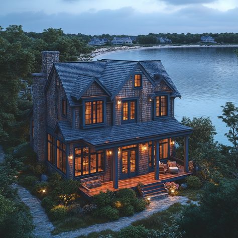 Immerse yourself in classic luxury at this Cottage-style Waterfront Property on the New England coastline, spanning 6,000 sqft. The soft light under an overcast sunrise, with bright color grading, highlights textures, capturing the essence of coastal serenity. Let this AI-rendered masterpiece inspire your blend of simplicity and luxury in a waterfront cottage. Can you hear the ocean's gentle lapping or feel the cool New England breeze? Share your thoughts below! 🌅🌊 #DreamHomeInspiration #LuxuryInteriors #CottageStyle #WaterfrontProperty #NewEnglandCoastline #OvercastSunrise #LuxuryLiving #LuxuryDesign #LuxuryLifestyle #HomeGoals #InspiringHomes #LuxuryTravel New England Architecture, New England House Exterior, England Buildings, Fabulous Homes, New England Style Homes, Brindleton Bay, New England House, New England Cottage, Coastal Luxury