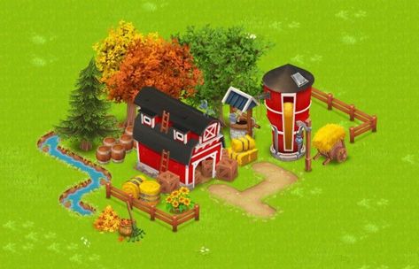 Hayday Silo Design, Hay Day Farm Design Ideas Easy, Hayday Farm Design Easy, Hay Day Farm Design, Hayday Farm Design, Farm Layout, Hay Day, Barn Design, Farm Design