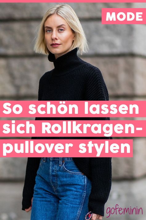 Wir zeigen euch, wie ihr aus dem Klassiker ein echtes It-Piece macht, plus jede Menge Styling-Inspiration. #rollkragenpullover #winterstyling #pulloerstyling #rolli Cropped Pullover Outfits, Winter Mode Outfits, Pullovers Outfit, Pullover Mode, Outfits Casual, Winter Mode, Pullover Outfit, Simply Chic, Mode Fashion