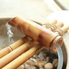 Balcony Water Feature, Bamboo Water Feature, Bamboo Water Fountain, Diy Bamboo, Water Wall Fountain, Bamboo Diy, Garden Goals, Diy Balcony, Outdoor Water Features