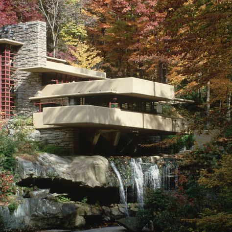 The Most Innovative Houses of the Last Century | Architectural Digest Falling Water Frank Lloyd Wright, Robie House, Falling Water House, Falling Water, Walter Gropius, Mountain Getaway, Mid Century Architecture, Iconic Buildings, Piet Mondrian