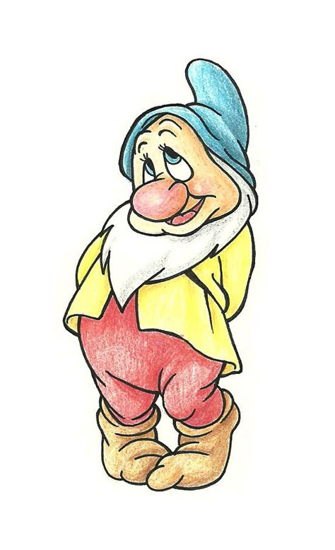 How to Draw Bashful dwarf from Disney's Snow White: 7 Steps Disney Character Drawings, Disney Drawings Sketches, Animation Disney, Drawing Hands, Disney Art Drawings, Drawing Faces, The Seven Dwarfs, Disney Sketches, Pinturas Disney