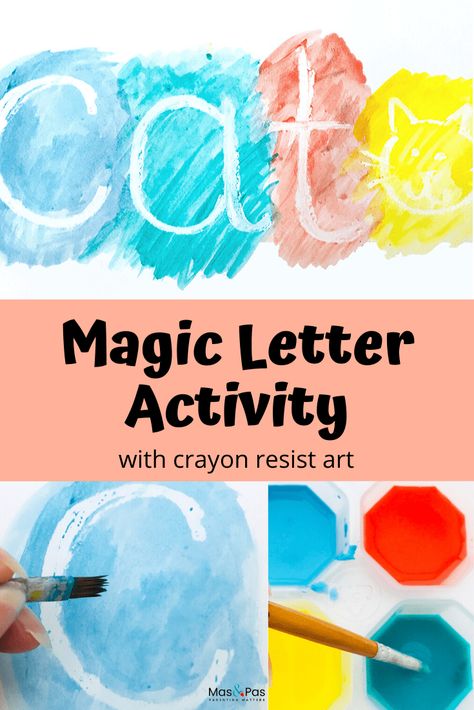 These magic letters are such a great writing activity for toddlers. Use crayon resist or wax resist art to make these secret letters appear. Your toddler can learn to write and have lots of fun seeing letters appear too. A great literacy activity for preschoolers and toddlers.  #secretletters #waxresistletters #crayonresistletters #literacyactivity #alphabetactivity #indooractivityfortoddlers #literacyactivitypreschool Wax Resist Art, Secret Letters, Letters Activity, Magic Letters, Letter Activity, Resist Art, Crafts For Beginners, Literacy Activities Preschool, Letter Recognition Activities