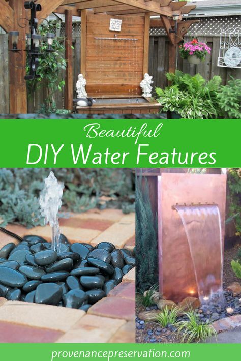 Wall Water Feature Outdoor, Diy Water Feature For The Yard, Pot Fountains, Patio Water Feature, Diy Water Feature, Backyard Ponds, Water Feature Wall, Diy Water Fountain, Outdoor Water Features