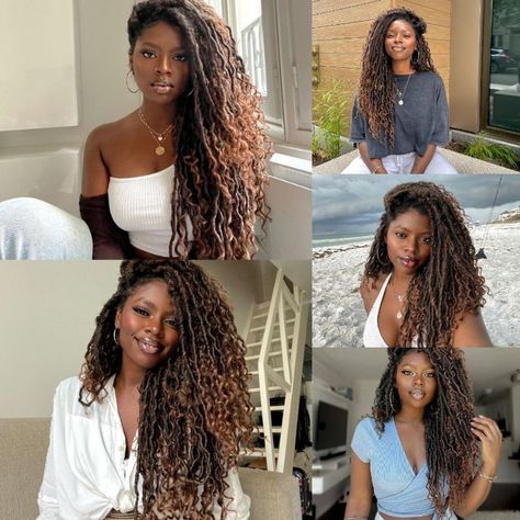 Braids With Curly Hair, Boho Goddess Locs, Goddess Locs Crochet, Hype Hair, Faux Locs Crochet, Boho Locs, Hair For Black Women, Locs Crochet, Goddess Locs