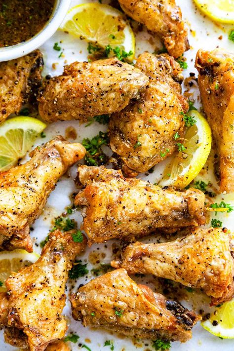 Caramelized Cabbage, Hungarian Cabbage, Baked Lemon Pepper Wings, Lemon Pepper Chicken Wings Recipe, Cabbage Noodles, Lemon Pepper Sauce, Baked Lemon Pepper Chicken, Lemon Pepper Chicken Wings, Crispy Baked Chicken Wings