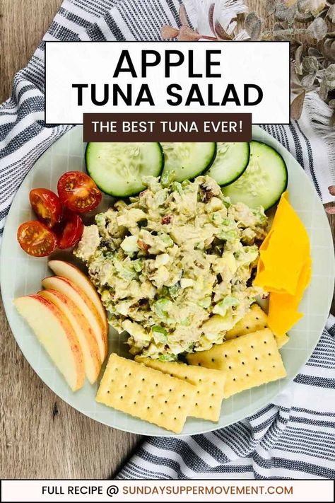 Apple Tuna Salad Tuna And Apple Salad, Tuna Salad With Egg Recipes, Tuna Salad Apple, Healthy Tuna Egg Salad, Easy Tuna Salad Recipe With Egg, Salad With Eggs, Tuna Salad Recipe Easy, Tuna Salad Ingredients, Easy Hard Boiled Eggs