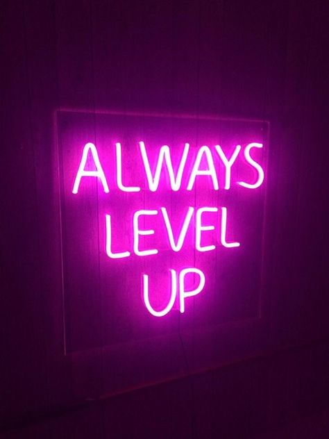 Neon Sign, Level Up, Neon, Lighting, Purple, Pink