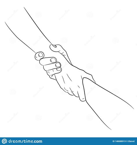 Illustration about Two hands taking each other helping hand concept pull drag from the contour black brush lines on white background. Vector illustration. Illustration of lines, business, contour - 146688913 Hand Pulling Drawing, Helping Hands Tattoo, Helping Others Illustration, Helping Others Drawing Easy, Helping Hand Tattoo, Helping Each Other Drawing, Helping Each Other Illustration, Hand Line Tattoo, Helping Hand Drawing