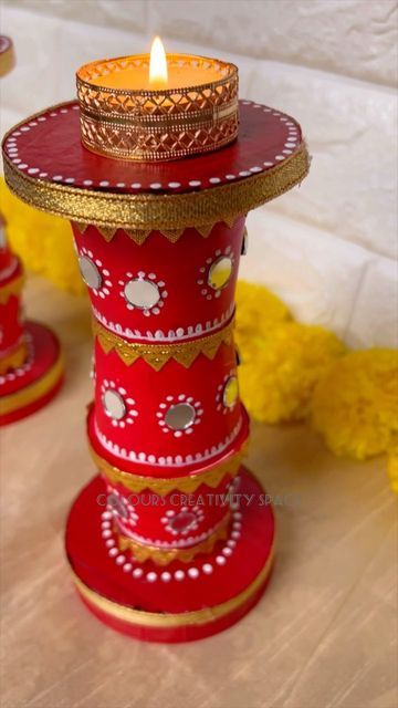 Diya Holder For Diwali, Diy Diya Stand For Diwali, Diy Diya Stand, Diya Stand For Diwali, Diwali Candle Decoration, Decoration From Paper, Diwali Decoration Idea, Diwali Candle Holders, Camp Poster