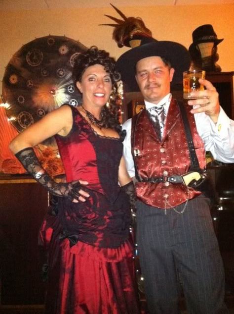 Doc Holliday and Kate Elder costumes. warning lots of pics. Doc Holiday And Kate Costume, Tombstone Halloween Costume, Doc Holliday Costume, Doc Holiday Costume, Tombstone Costume, Old Western Outfits Women, Big Nose Kate, Panto Costumes, Doc Holliday Tombstone