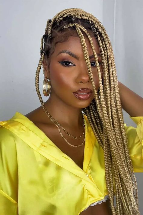 Black Woman Hair Styles, Woman Hair Styles, Pink Box Braids, Braid Variations, Tree Braids Hairstyles, Braid Looks, Braid Your Own Hair, Large Box Braids, Braid Extensions