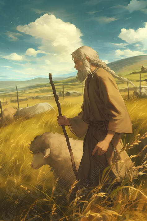 Shepherd of Goldenfields, Storm King's Thunder Fantasy Shepherd, Shepherd Character, Sheep Herder, Storm Kings Thunder, Animated Pictures, Storm King, Norse Mythology, Character Ideas, Sheep