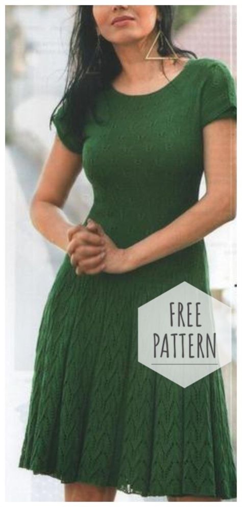 Green dress knitting pattern Butterfly Knitting Patterns For Dresses, Knitting Pattern Dress Women, Knitted Dress Pattern Women, How To Knit A Dress, Knit Sweater Dress Pattern, Knitting Dress Pattern, Knitted Dress Pattern, Knitting Pattern Dress, Knit Dress Pattern Free