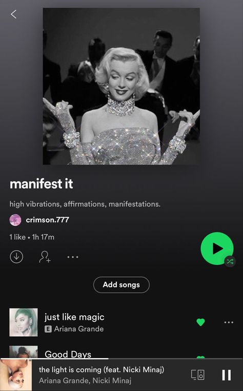 Manifestation Song Playlist, Manifest Playlist, It Girl Playlist, Manifestation Playlist, Best Spotify Playlists, Indie Music Playlist, Summer Songs Playlist, Playlist Names, Playlist Names Ideas