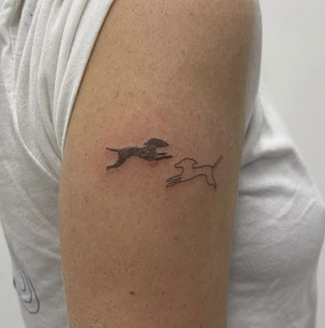 Dog Days Are Over Tattoo, Dog Yin Yang Tattoo, Dog Stick And Poke, Cool Dog Tattoos, Tiny Tattoos Dog, Black Labrador Tattoo, Lab Dog Tattoo, Dog Tattoos Memorial, Labrador Tattoos