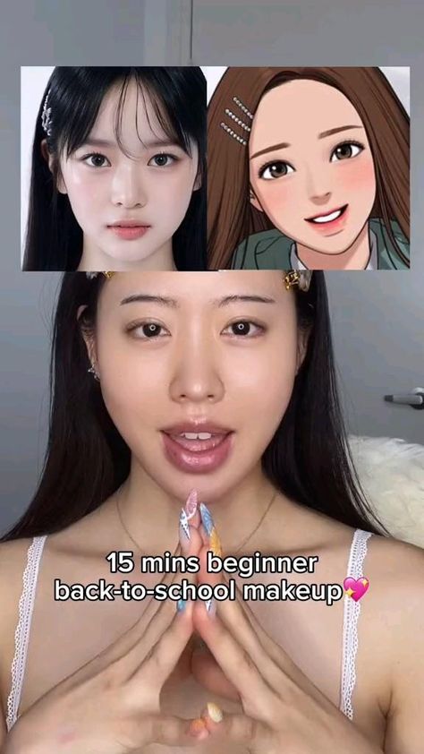 Cute Makeup Hacks, Makeup Life Hacks, Korean Makeup Tutorials, Learn Makeup, Simple Makeup Tips, Doll Eye Makeup, Makeup Tuts, Event Makeup, Beauty Makeup Tutorial