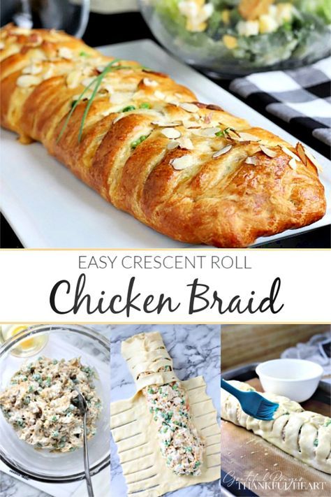 Chicken Braid Recipe, Crescent Roll Chicken, Chicken Braid, Crescent Chicken, Crescent Roll Recipes Dinner, Sandwich Buffet, Grateful Prayer, Crescent Recipes, Pampered Chef Recipes