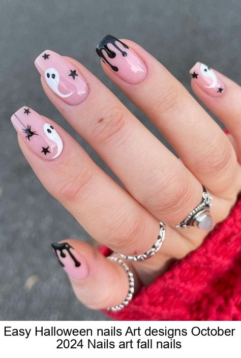 Easy Halloween nails Art designs October 2024 Nails art fall nails #almond #nail #designs Halloween Nail Art Easy, Rainbow Nail Art, Halloween Nails Easy, Nude Nail Designs, Chic Halloween, Almond Nail, Almond Nails Designs, Halloween Nail Designs, Halloween Nail Art