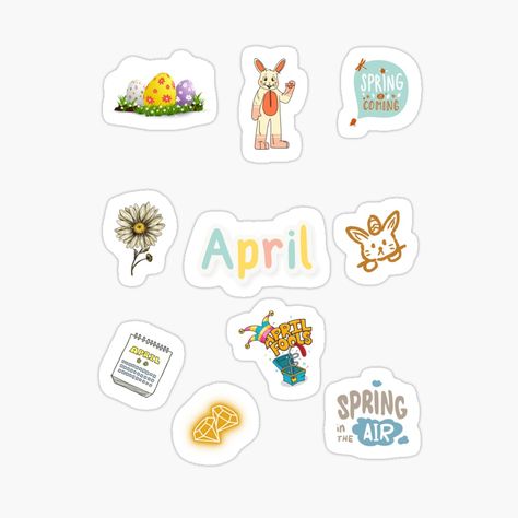 Get my art printed on awesome products. Support me at Redbubble #RBandME: https://www.redbubble.com/i/sticker/April-Themed-Birthday-Events-and-Celebrations-Pack-For-April-Borns-and-April-Lovers-by-Flowerartlovers/136325348.JCQM3?asc=u April Flowers, Decorate Notebook, April Fools, Spring Is Coming, Coloring Stickers, Flower Lover, Aesthetic Stickers, Eye Catching Colors, Creative Gifts