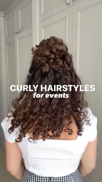 Curly Hairstyles For Events, Hairstyles For Events, Curly Hair Half Up Half Down, Curly Hair Up, Bounce Curl, Medium Length Curly Hair, Prom Hairstyle, Guest Hair, Curly Hair Problems