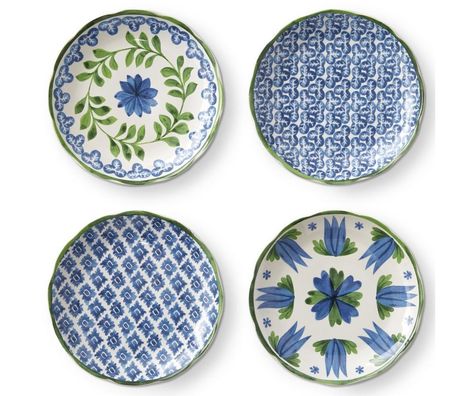 Ardsley Geo Scalloped App Plate, Set of 4 - Aerin Kitchen Ceramic Wall, Wall Plates Decor, Ceramic Wall Plates, Wall Decor Living Room Ideas, Plates Ideas, Ceramic Painting Ideas, Plates Kitchen, Decorative Wall Plates, Melamine Dishes