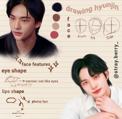 #hyunjin #fanart #straykidsfanart #hyunjinfanart 3 Anime Best Friends Icons, I Love You Puppy, Eye Anatomy, Face Study, Cute Easy Doodles, Kids Watercolor, Lips Drawing, Art Journal Therapy, Body Reference Poses