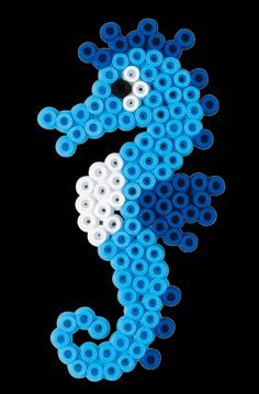 Perler Beads Ocean, Ocean Perler Bead Patterns, Ocean Perler Beads, Perler Bead Designs, Blue Seahorse, Melty Bead Patterns, Fuse Bead Patterns, Hama Beads Design, Fusion Beads