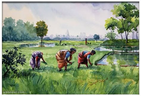 Ideas For Painting, Watercolor Scenery, Composition Painting, Watercolor Paintings Nature, Watercolor Water, Art Village, Landscape Watercolor, Watercolor Landscape Paintings, Watercolor Art Lessons