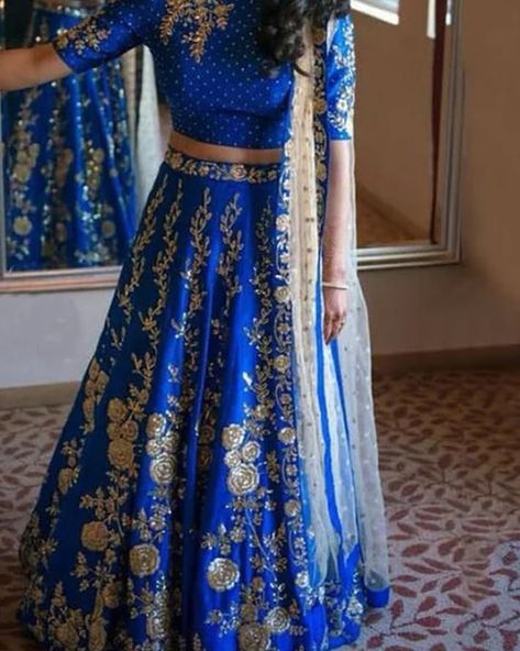 Querie Royal Blue Lehenga, Pakistani Lehenga, Embroidery Suits Punjabi, Suits Punjabi, Raw Silk Lehenga, Indian Bridal Lehenga, Blue Lehenga, Bridal Outfit, Indian Lehenga