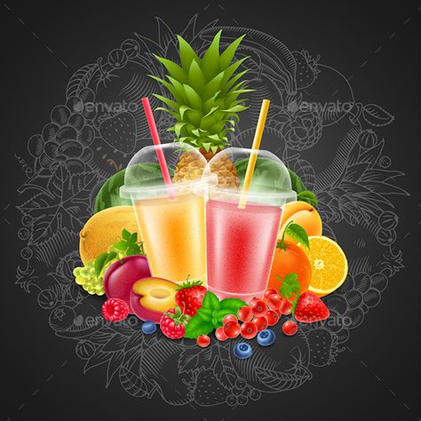 Logo Drink Design Ideas, Smoothie Menu Design, Berries Photography, Juice Bar Menu, Berries Smoothie, Fruit Shake, Fruits Juice, Juice Menu, Juice Bar Design