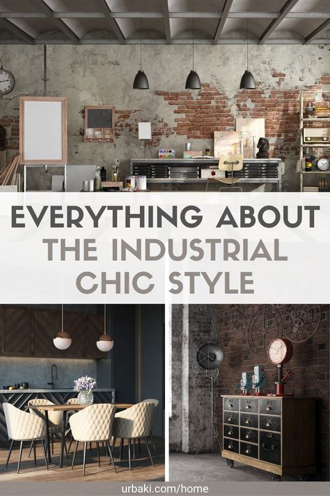 The industrial style was born basically from spaces such as old factories, warehouses, or even old firefighters, reinventing itself or becoming loft-style houses livable. In essence, the industrial style is about taking something old, commercial, vintage, or recycled and giving it a second life without taking away its original character. Whether you're decorating a downtown loft or just lured in by the style, there are ways large and small to incorporate it into your existing space. These... Girly Industrial Decor, Industrial Style Interior Design Office, Industrial Chic Bedroom Ideas, Industrial Glam Interior Design, Industrial Feminine Decor, Industrial Chic Interior Living Rooms, Feminine Industrial Decor, Industrial Interior Design Commercial, Industrial Chic Office