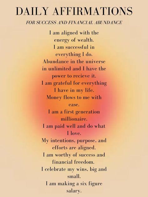 Daily Affirmations Manifesting, Best Affirmations For Money, How To Bring Money Into Your Life, Financial Success Affirmations, First Date Affirmation, Elegant Woman Affirmations, Attracting Money Affirmations, Wealth Manifestation Money Affirmations, Attract Money Affirmations