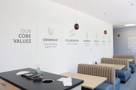 Core Values Wall Art, Corporate Core Values Design, Values Wall Office, Office Values Wall, Core Values Office Wall Design, Core Values Wall Design, Corporate Values Wall, Corporate Wall Graphics, Office Graphic Wall